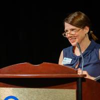 Maria C. Cimitile speaking at the Engineering Design Project Preview Event
